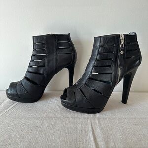 Stuart weitzman Black Peep-Toe Ankle Boots